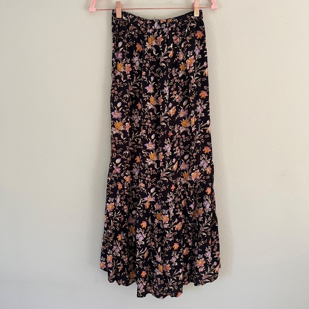 American Eagle Floral Button Slit Front Maxi Skirt XS 0 Whimsigoth Boho 90s - Picture 5 of 9